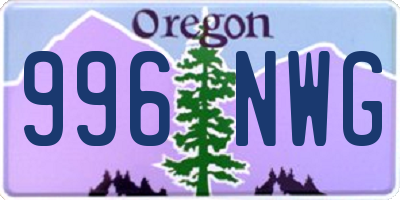 OR license plate 996NWG