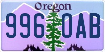 OR license plate 996OAB