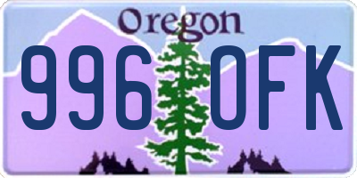 OR license plate 996OFK
