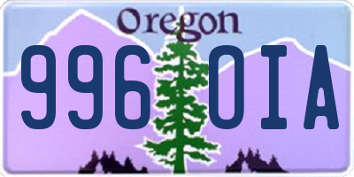 OR license plate 996OIA