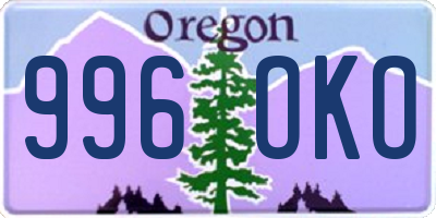 OR license plate 996OKO