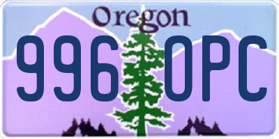 OR license plate 996OPC