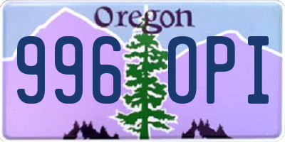 OR license plate 996OPI