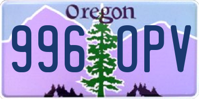 OR license plate 996OPV
