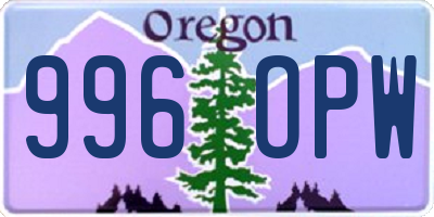 OR license plate 996OPW