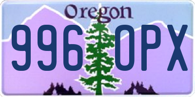 OR license plate 996OPX
