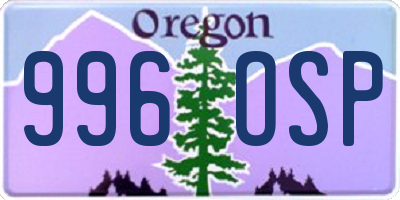OR license plate 996OSP