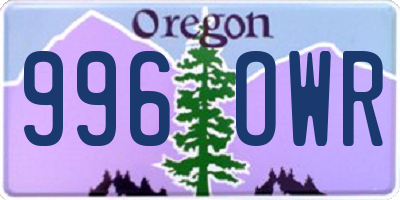 OR license plate 996OWR