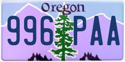OR license plate 996PAA