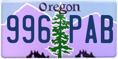 OR license plate 996PAB