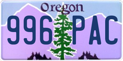 OR license plate 996PAC