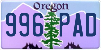 OR license plate 996PAD