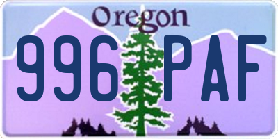 OR license plate 996PAF