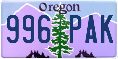 OR license plate 996PAK