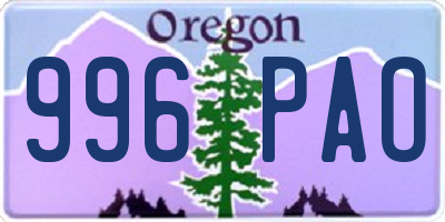 OR license plate 996PAO