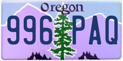 OR license plate 996PAQ