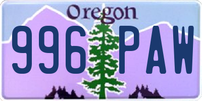 OR license plate 996PAW
