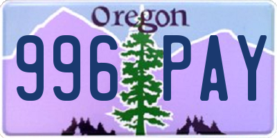 OR license plate 996PAY