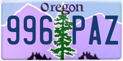 OR license plate 996PAZ
