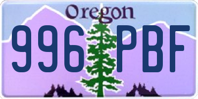 OR license plate 996PBF