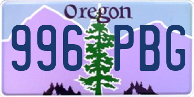 OR license plate 996PBG