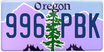 OR license plate 996PBK