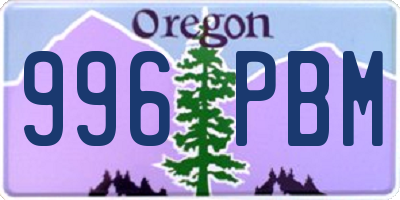 OR license plate 996PBM