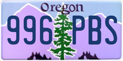 OR license plate 996PBS
