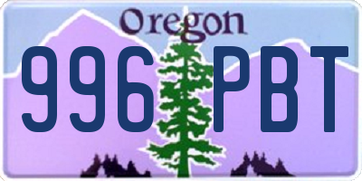 OR license plate 996PBT