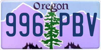 OR license plate 996PBV