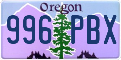 OR license plate 996PBX