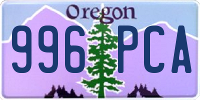 OR license plate 996PCA