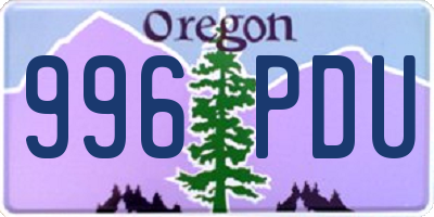 OR license plate 996PDU