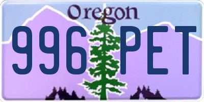 OR license plate 996PET