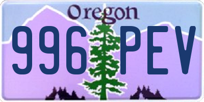 OR license plate 996PEV