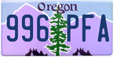 OR license plate 996PFA