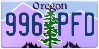 OR license plate 996PFD