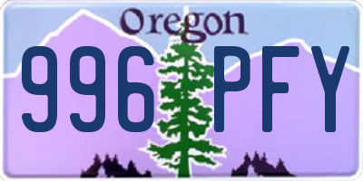 OR license plate 996PFY