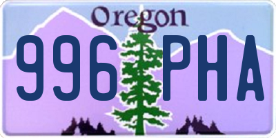 OR license plate 996PHA