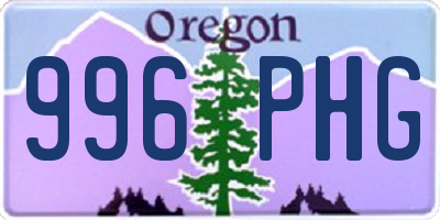 OR license plate 996PHG