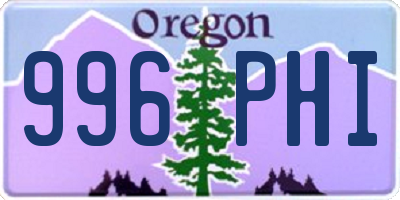 OR license plate 996PHI