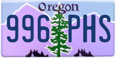 OR license plate 996PHS