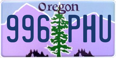 OR license plate 996PHU