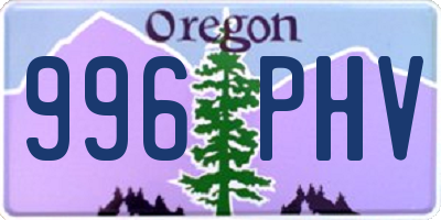 OR license plate 996PHV