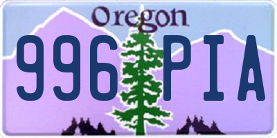 OR license plate 996PIA