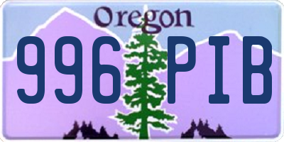 OR license plate 996PIB