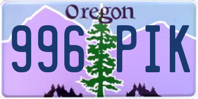 OR license plate 996PIK