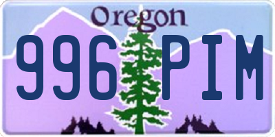 OR license plate 996PIM