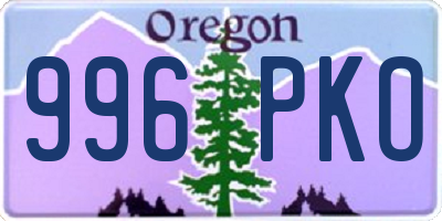 OR license plate 996PKO