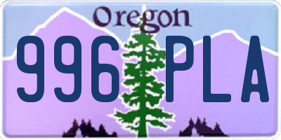 OR license plate 996PLA